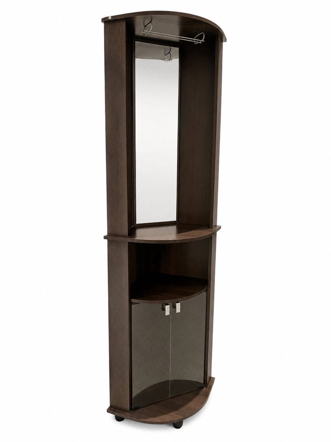 Politorno Corner Side Cabinet with Built-in Mirror & Shelves